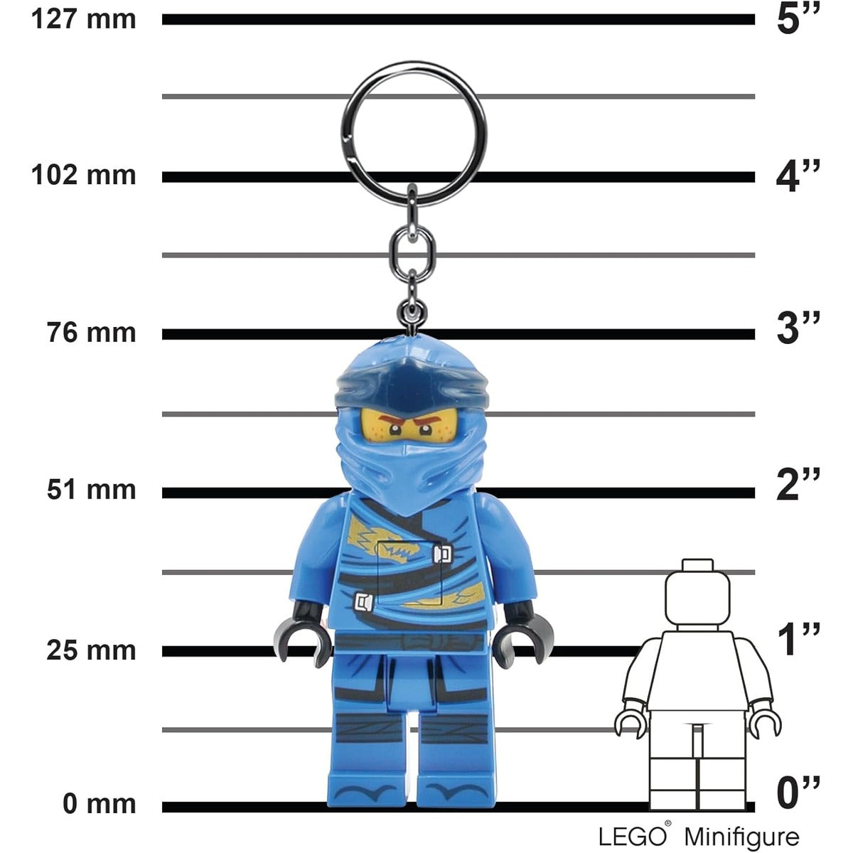 LEGO Ninjago Large 3 Inch Tall Figure Keychain Light - Jay (KE148H)
