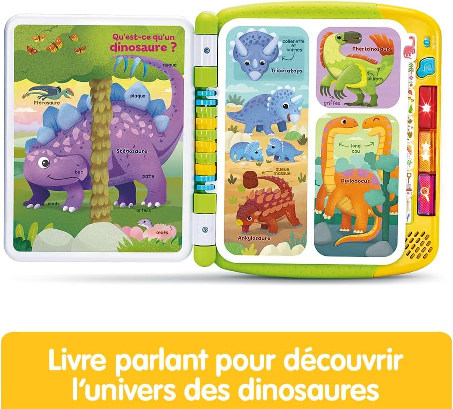 VTech - The Big Interactive Dinosaur Book, Magic Sound, Children's Touch Book, Educational Toy Dinosaur, 14 Illustrated and Interactive Pages, Gift for Children from 3 Years Old