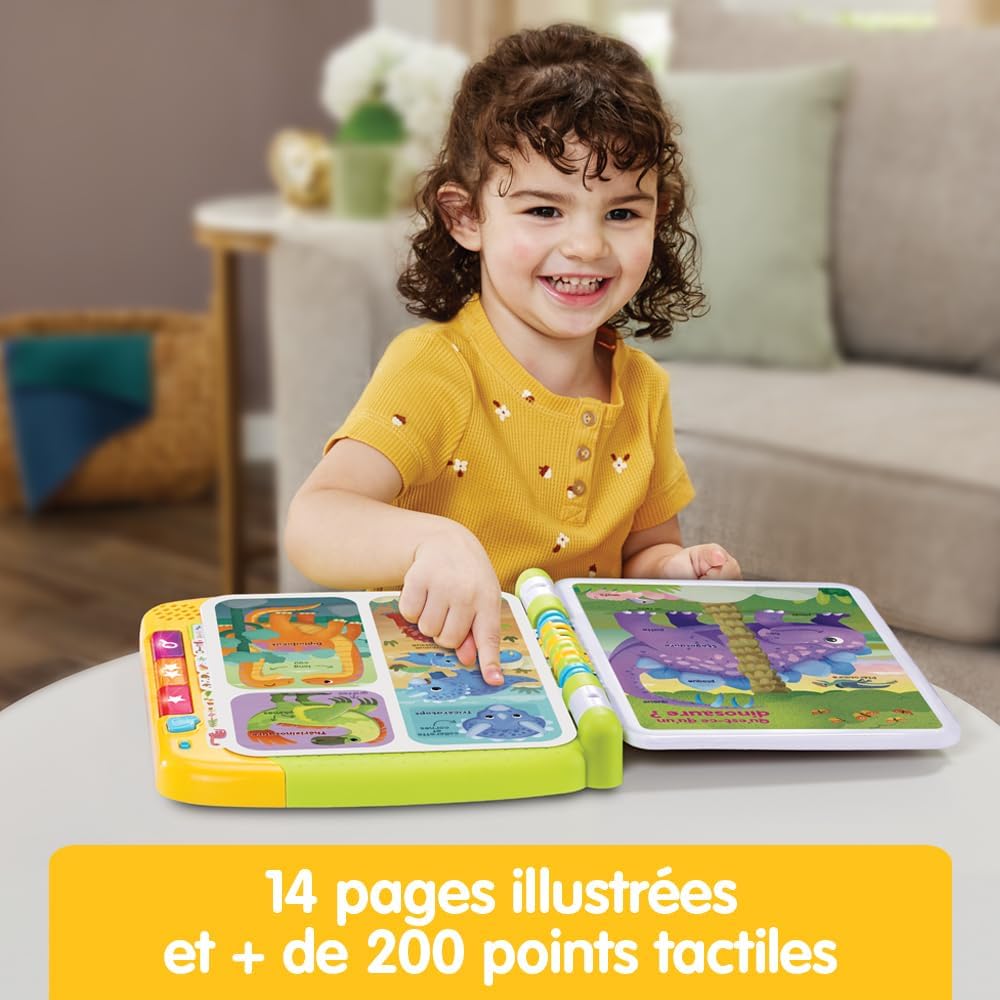 VTech - The Big Interactive Dinosaur Book, Magic Sound, Children's Touch Book, Educational Toy Dinosaur, 14 Illustrated and Interactive Pages, Gift for Children from 3 Years Old