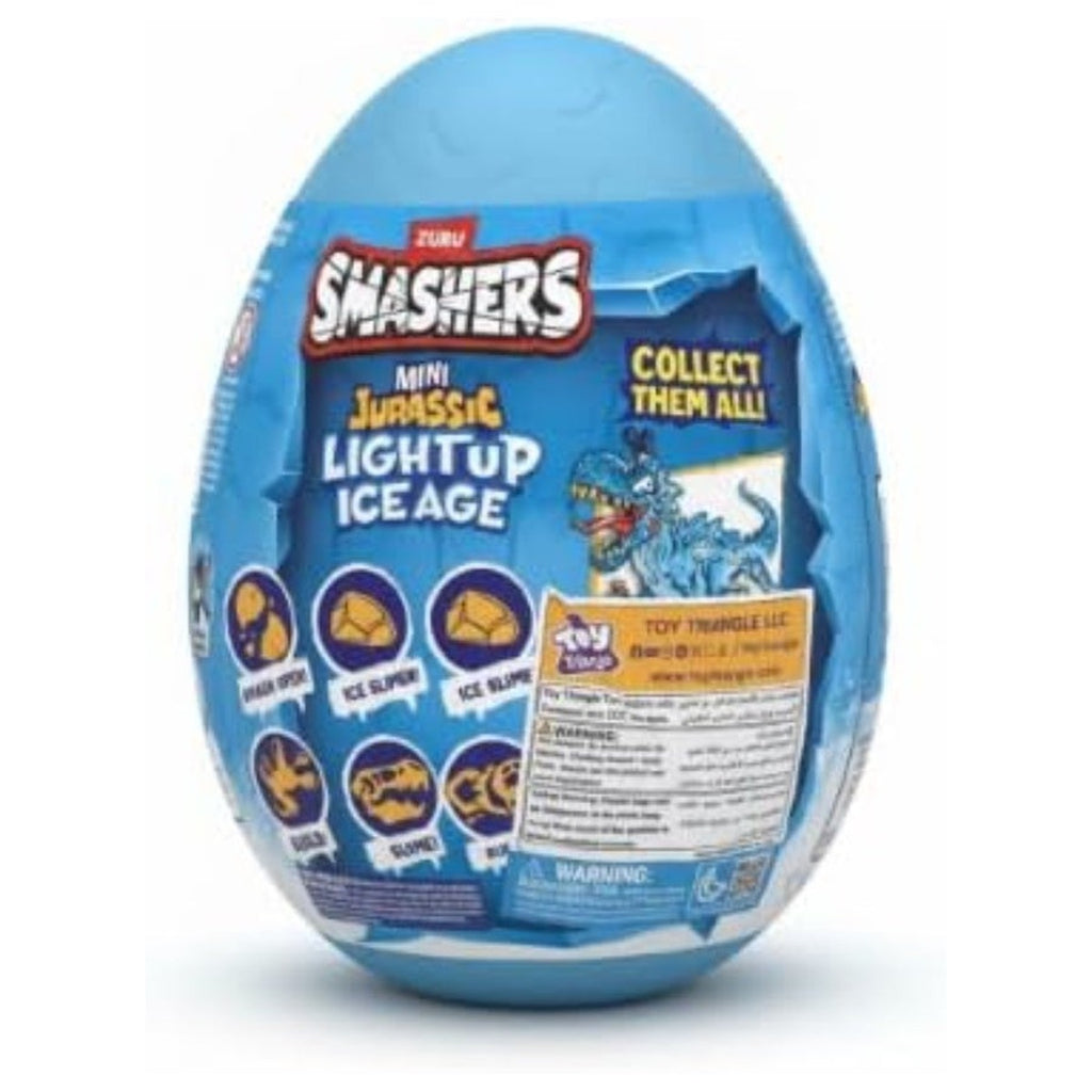 Smashers Mini Jurassic Light Up Ice Age Egg for Kids, Dinosaur Toy with 6+ Surprises, Slime, Sand, Stickers, Build & Light-Up Dino, Collectible Prehistoric Creatures, Indoor Play, Ages 3+