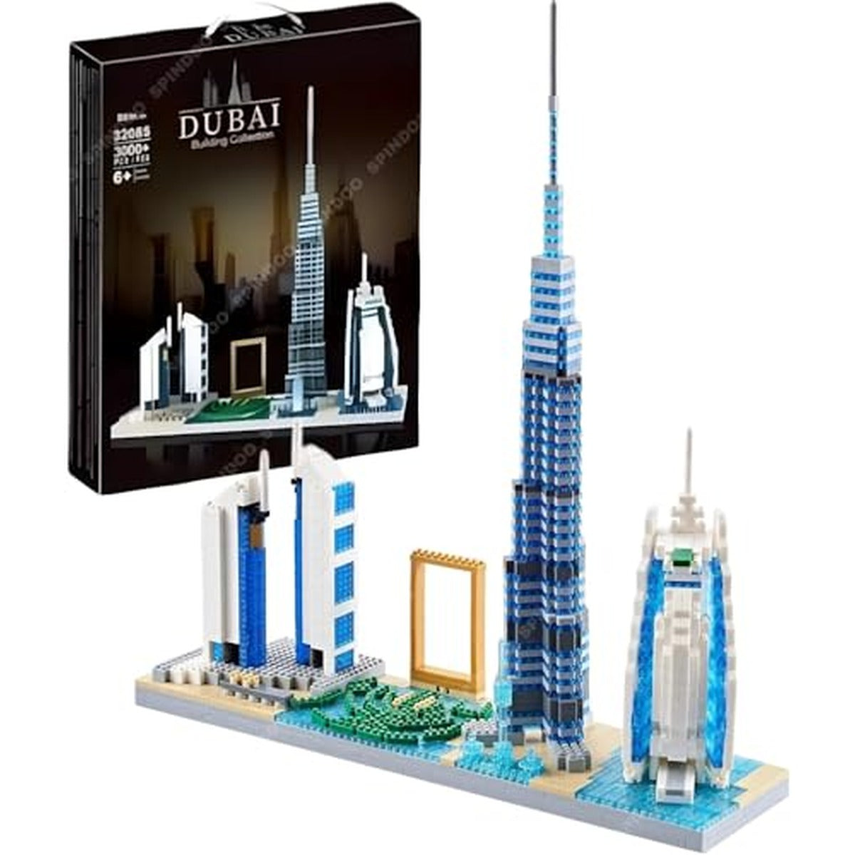 Spindoo Skylines Series Dubai Skyline Micro Mini Building Blocks Set - 3000+ Pcs Mini Architecture Model Kit for Adults & Kids 6+ | Realistic Dubai City Building Toy | Premium Gift & Display Décor