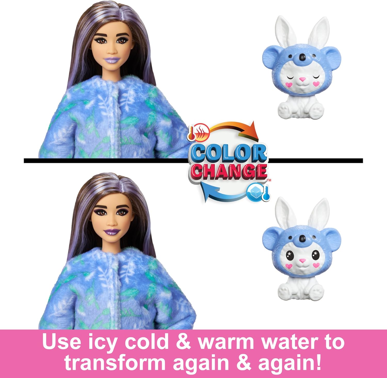 Barbie Cutie Reveal Doll &amp; Accessories with Animal Costume &amp; 10 Surprises Including Color Change, Bunny as a Koala in Costume-Themed Series