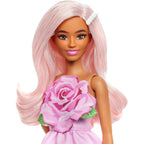 Barbie Fashionistas Doll #238 with Pastel Pink Hair Wearing Strapless Dress with Rose Bodice, Pearly Barrette Accessory and S