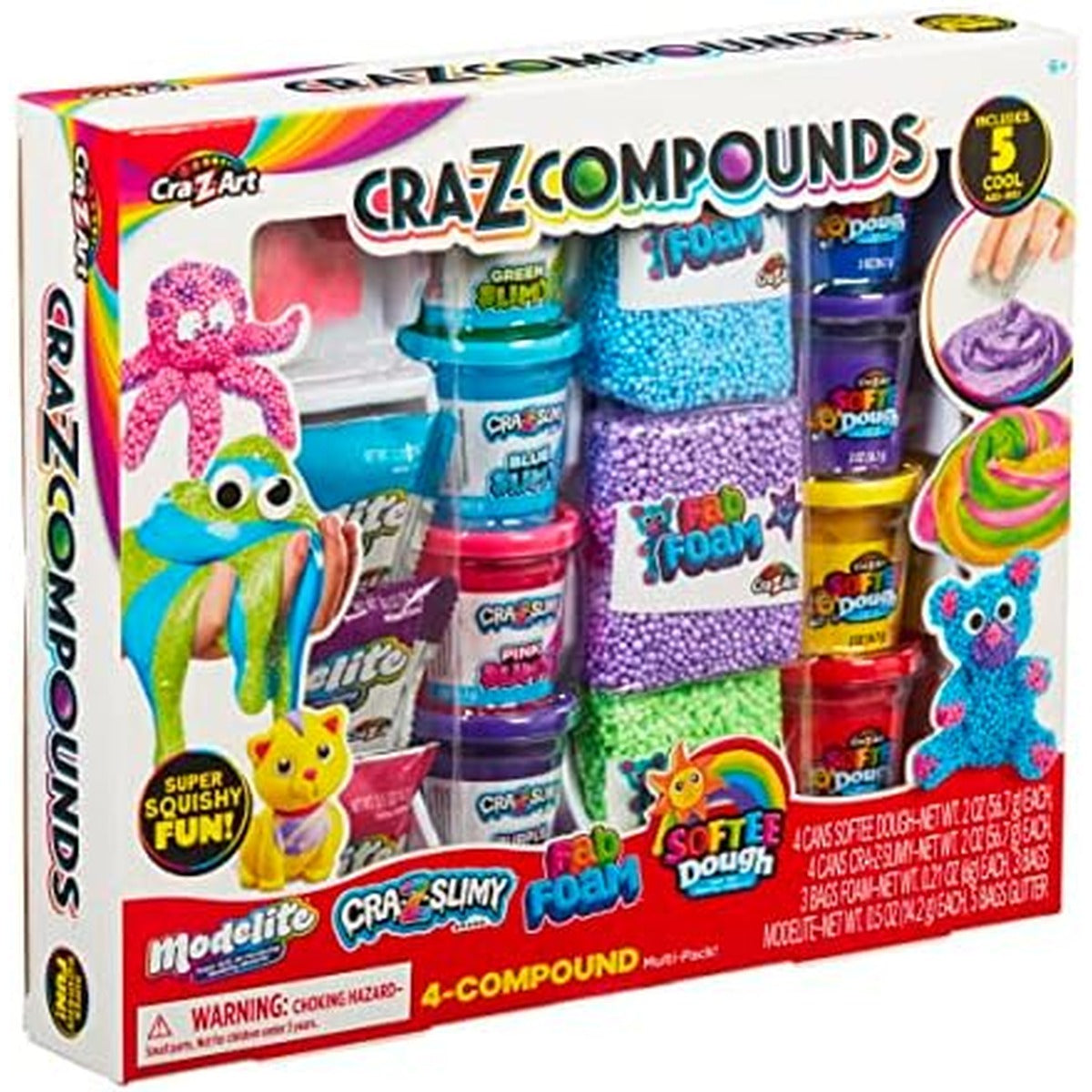 Cra-Z-Slimy 60066 Slime Compound Set Toy, 4 pack includes multiple unique compounds.