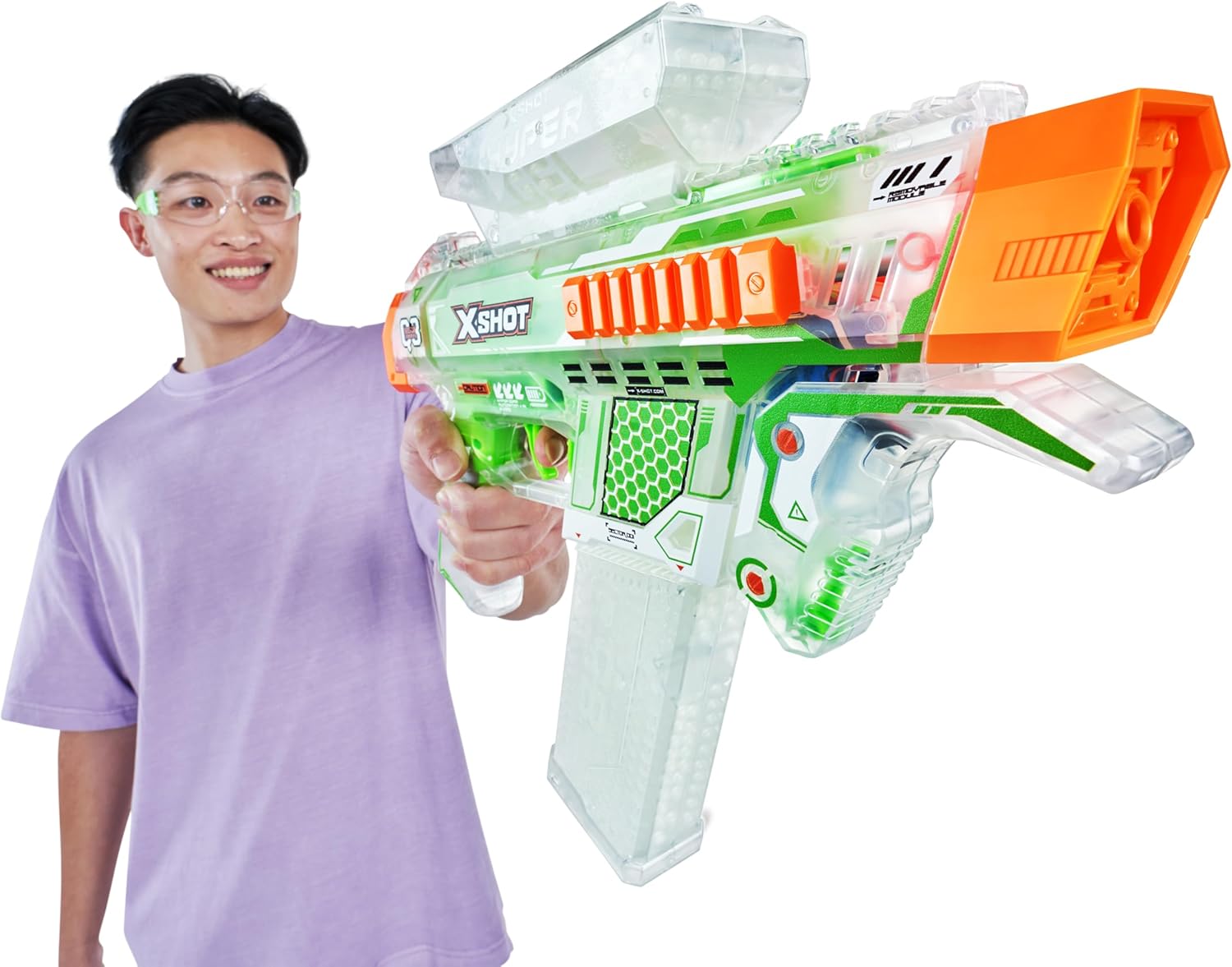 XSHOT Hyper Glow NightStrike Blaster (5,000) Pellets by ZURU, Motorized Blaster Outdoor Toy for Boys and Girls, Teens and Adults Aged 14+