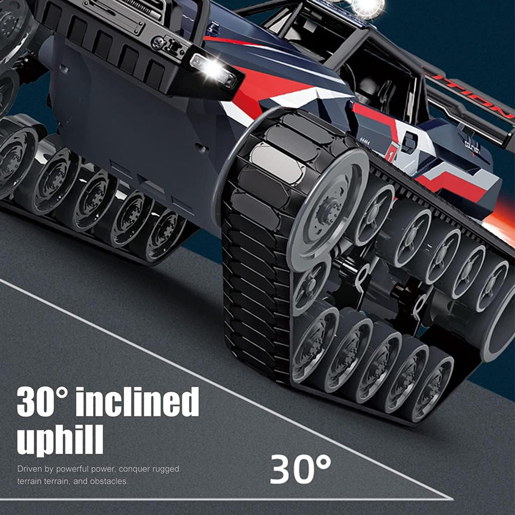 GoolRC RC Tank Car, 1/12 Scale 2.4GHz Remote Control Tank, 360?Rotating Off-Road RC Crawler Military Vehicle with Rechargeable Battery Gifts for Adults Teens (Red)