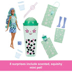 Barbie Pop Reveal Bubble Tea Series Doll & Accessories with Pet, 8 Surprises Include Color Change, Cup with Storage (Styles M