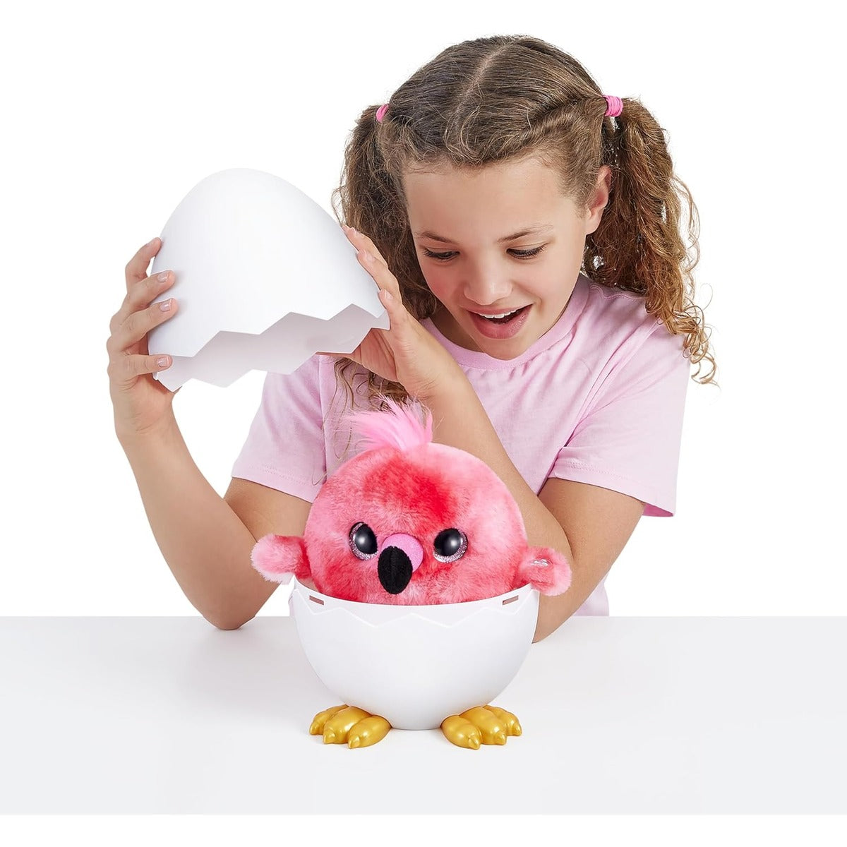 Pets Alive Chirpy Birds (Flamingo) by ZURU, Electronic Pet That Speaks, Giant Surprise Egg, Stickers, Comb, Fluffy Clay, Bird Animal Plush for Girls