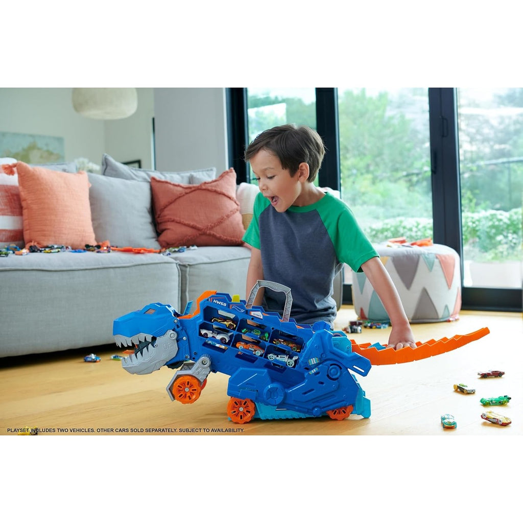 Hot Wheels City Toy Car Track Set, Ultimate T-Rex Transporter