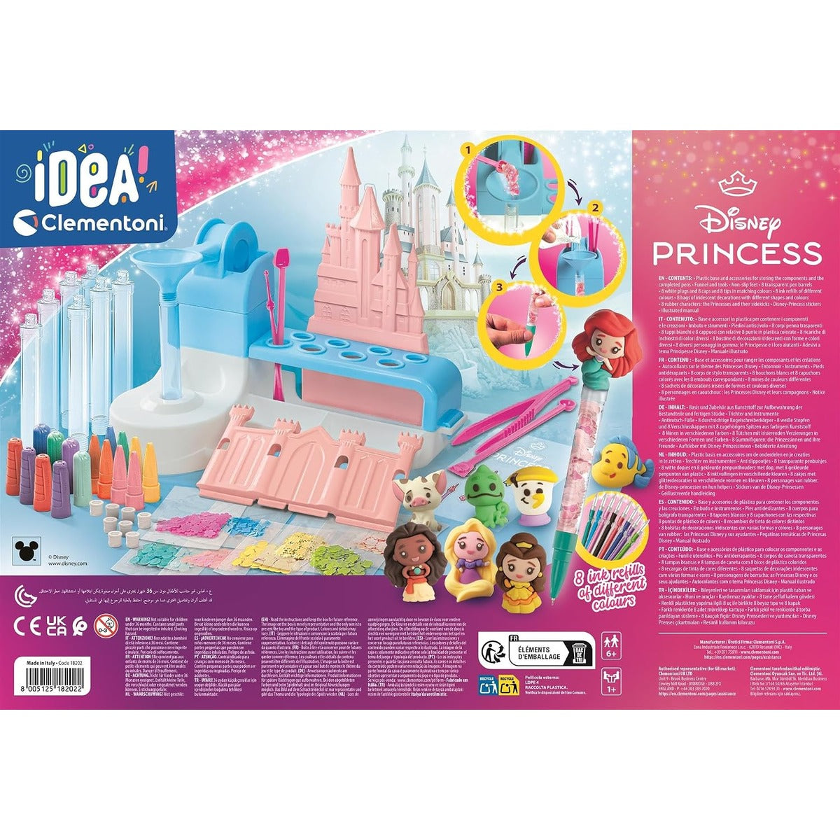 Clementoni Idea My Pen Atelier Disney Princess - DIY Pen Set with Pens, Figures, Decorations & Stickers - Creative Toy & Gift Set for Children from 6 Years, 18202
