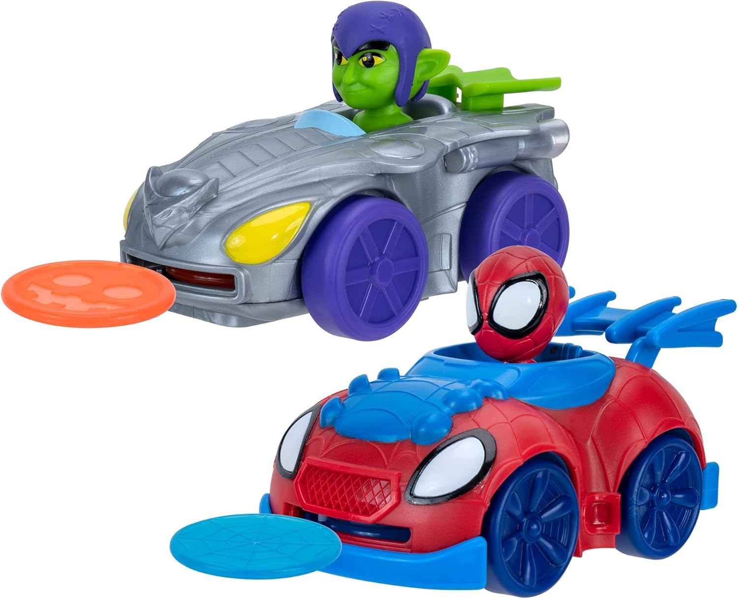 Marvel Spidey and his Amazing Friends Little Vehicle 2-Pack - 5” Disc Dashers Featuring Spidey Vs Green Goblin - Amazon Exclusive