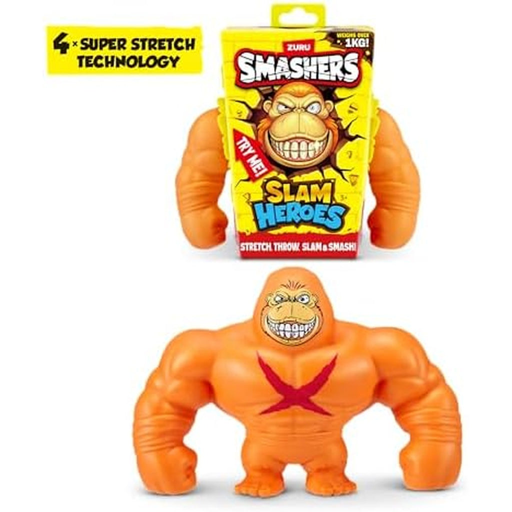 Smashers SLAM Heroes by ZURU, Gorilla (Orange) Stretchable Toy for Boys