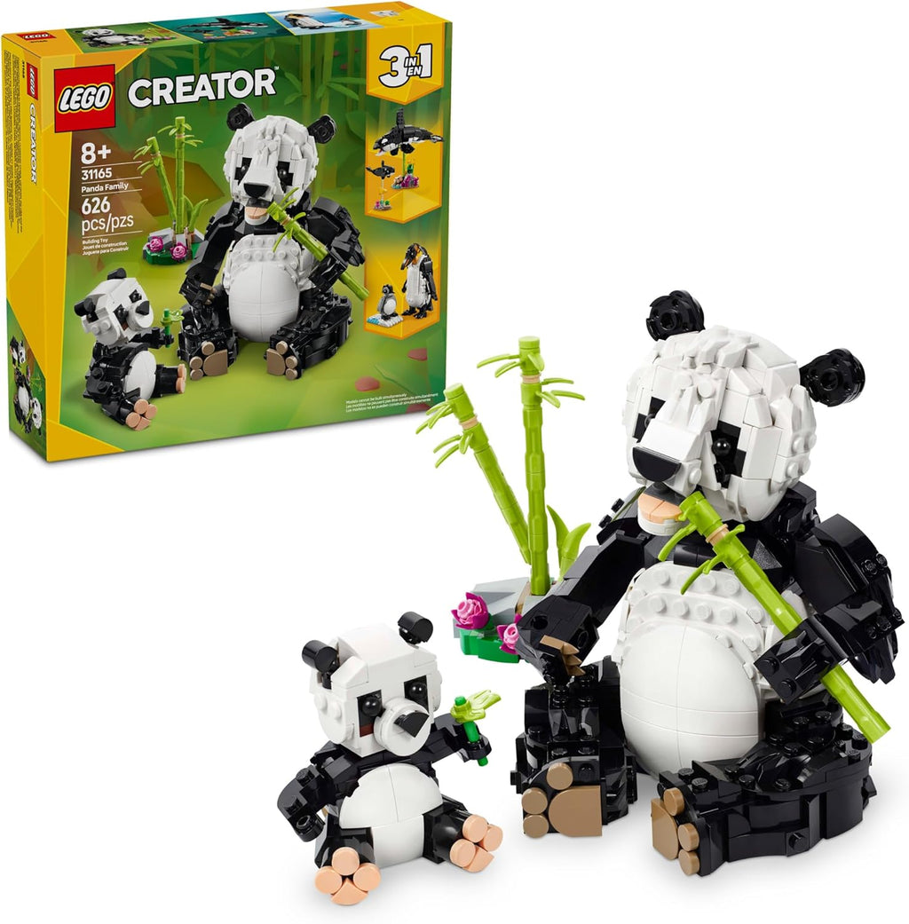 LEGO Creator 3 in 1 Wild Animals Panda Family - Building Toy Kit for Kids with 3 Building Options, Panda, Penguin, or Orca - 8 Year Old Girl &amp; Boy Birthday Gifts - 31165