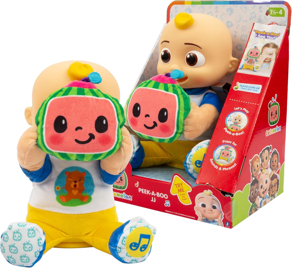 Giochi Preziosi Cocomelon Peek A Boo JJ - JJ in Plush Version 30 cm with Motorised Sounds and Movements for Playing Bubu…
