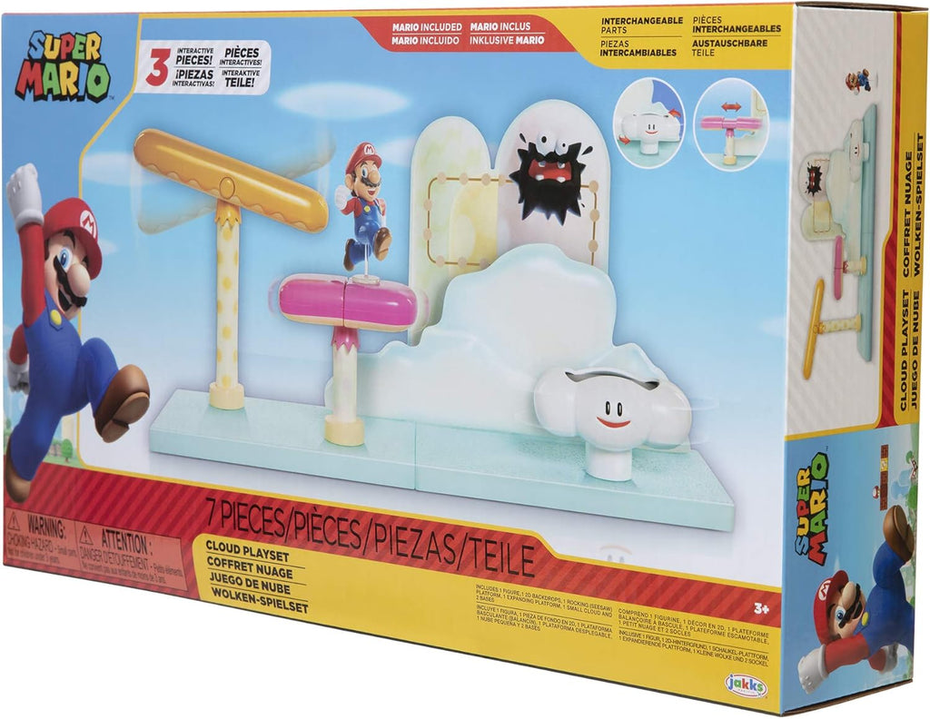 Super Mario Cloud World Diorama Set with 2.5" Running Mario Action Figure