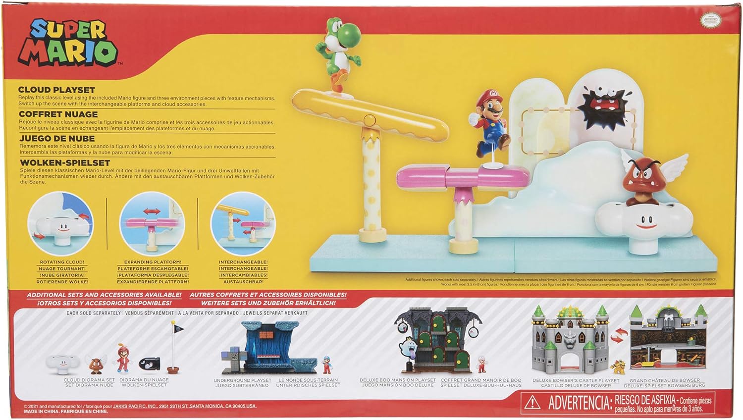 Super Mario Cloud World Diorama Set with 2.5" Running Mario Action Figure