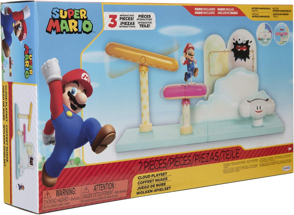 Super Mario Cloud World Diorama Set with 2.5" Running Mario Action Figure