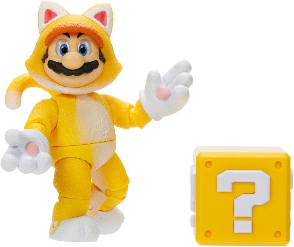 THE SUPER MARIO BROS. MOVIE 5 Inch Action Figures Series 2 Cat Mario Figure with Block