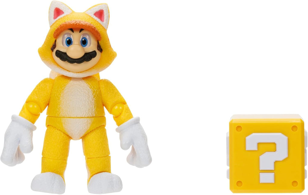 THE SUPER MARIO BROS. MOVIE 5 Inch Action Figures Series 2 Cat Mario Figure with Block