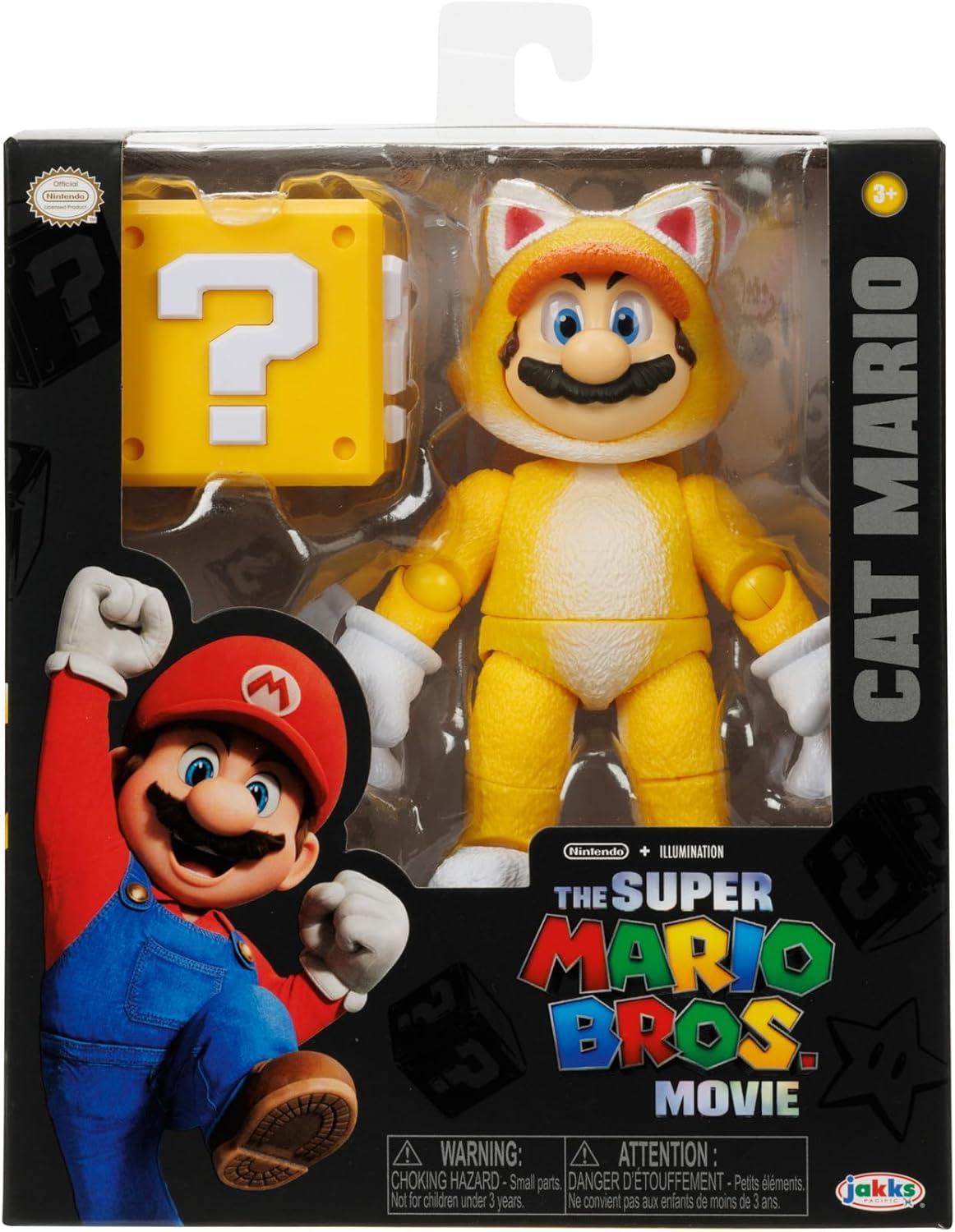THE SUPER MARIO BROS. MOVIE 5 Inch Action Figures Series 2 Cat Mario Figure with Block