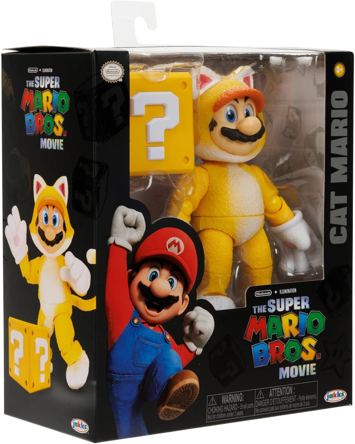 THE SUPER MARIO BROS. MOVIE 5 Inch Action Figures Series 2 Cat Mario Figure with Block