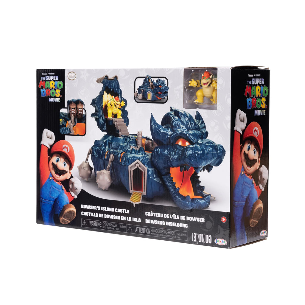 The Super Mario Bowser Island Castle Playset with 2.5” Bowser Action