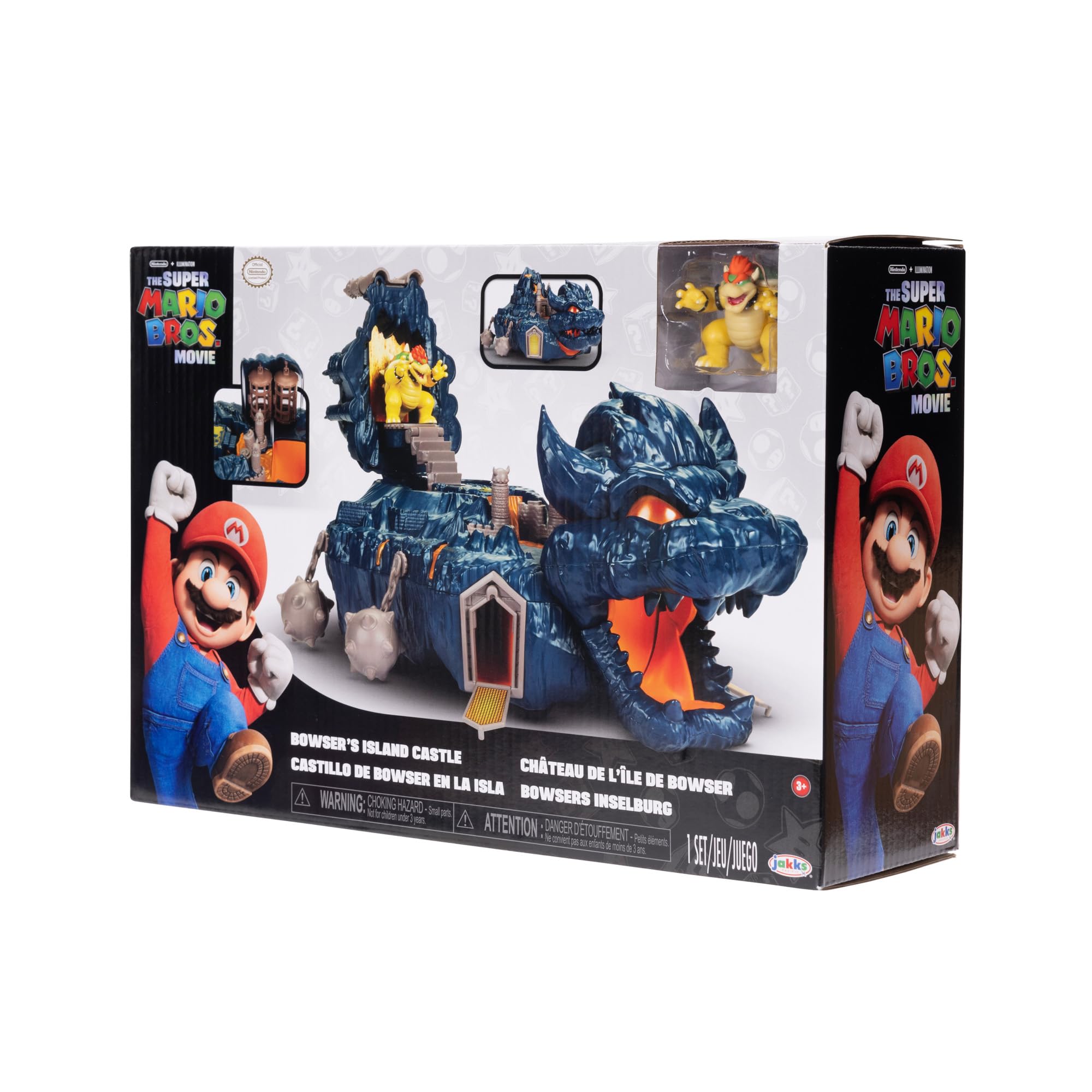 The Super Mario Bowser Island Castle Playset with 2.5” Bowser Action