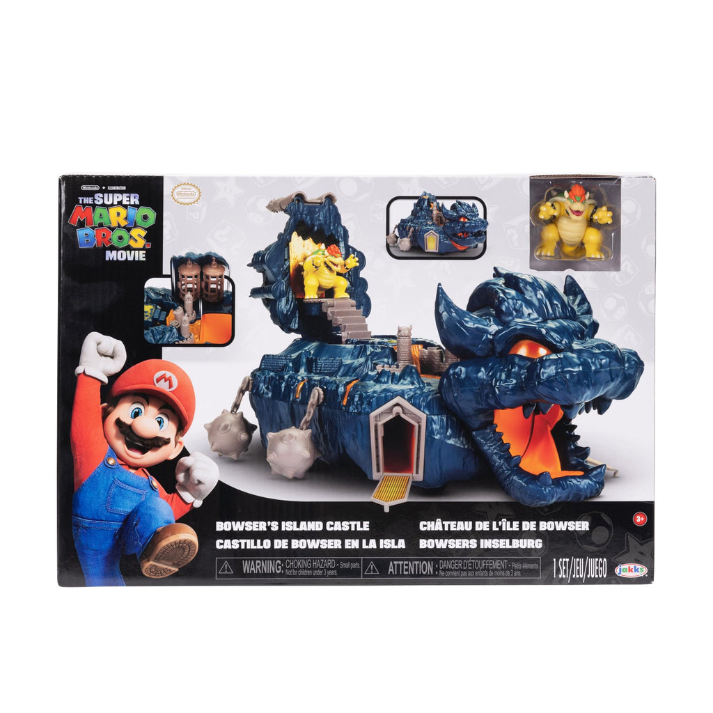 The Super Mario Bowser Island Castle Playset with 2.5” Bowser Action