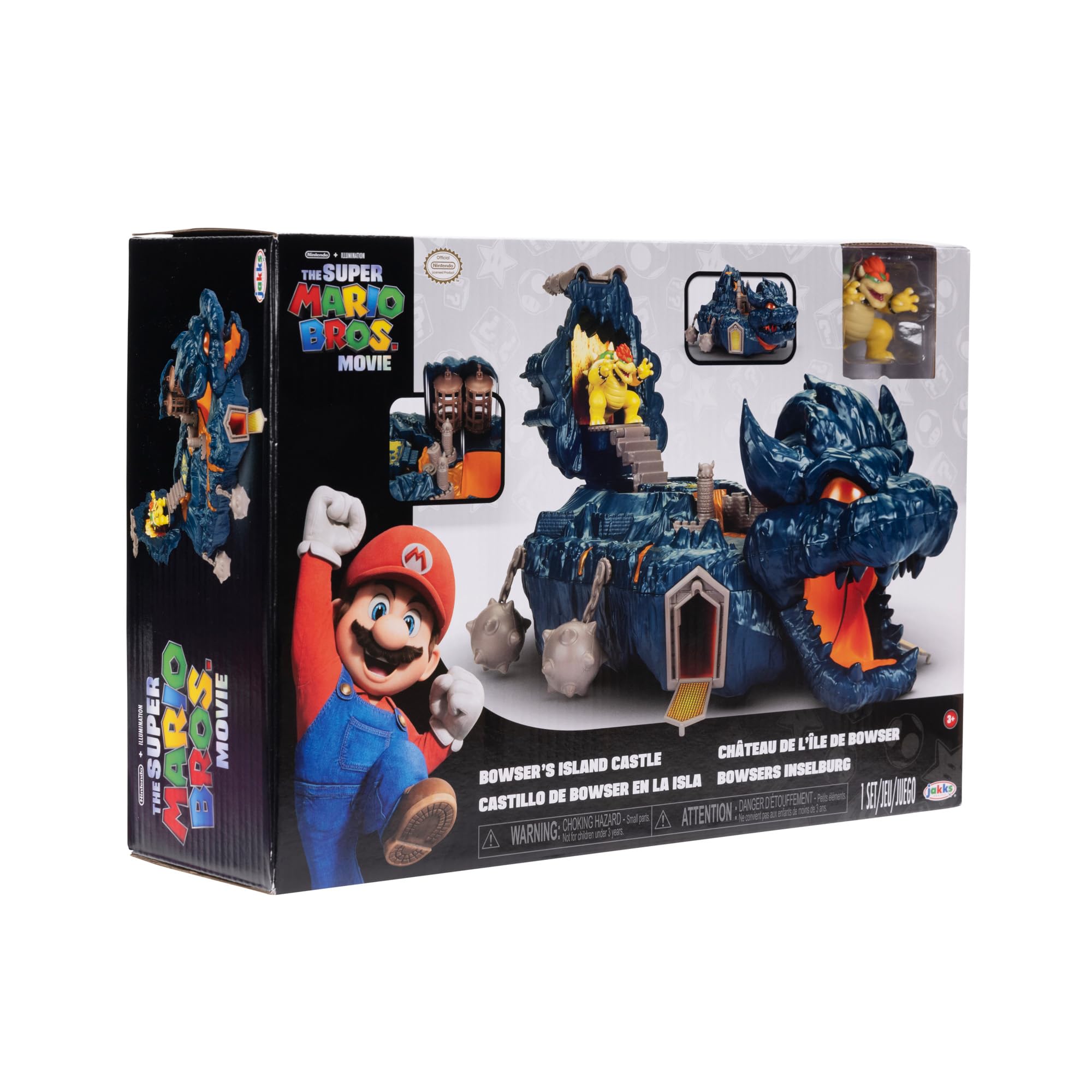The Super Mario Bowser Island Castle Playset with 2.5” Bowser Action