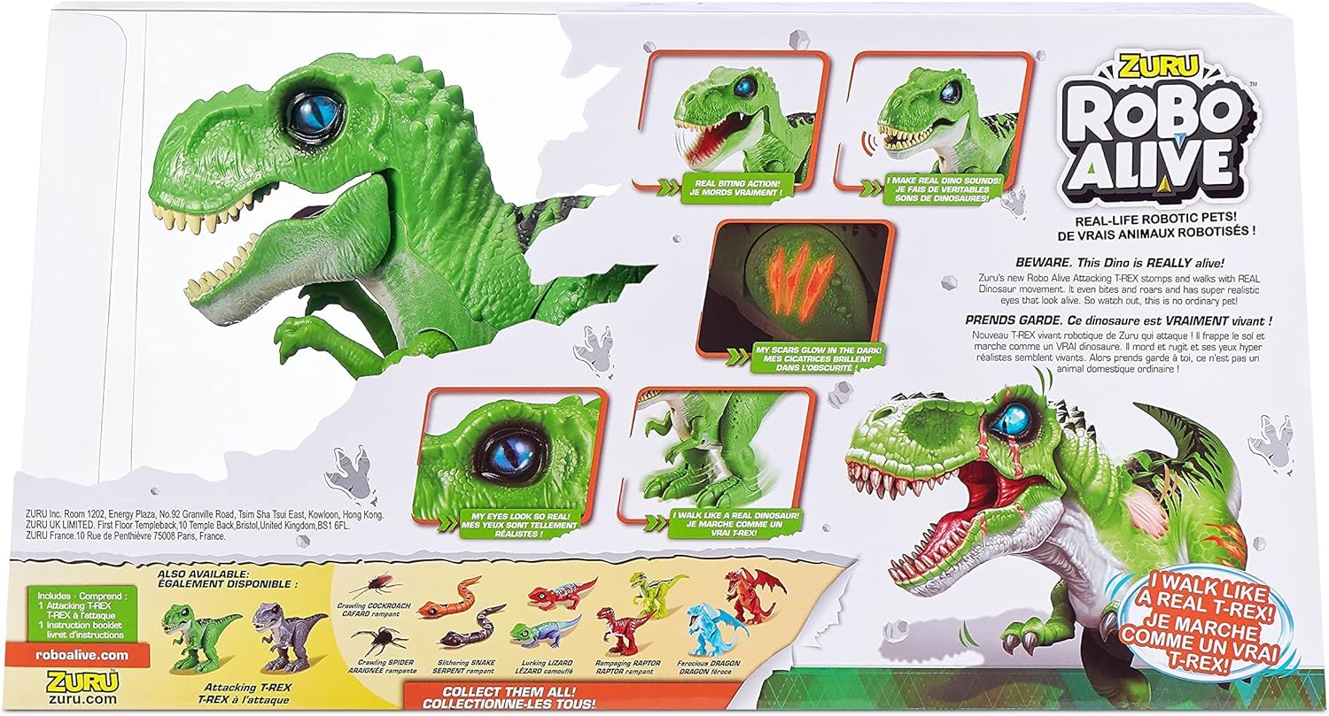 Robo Alive Attacking Green T-Rex Battery-Powered Robotic Toy by Zuru