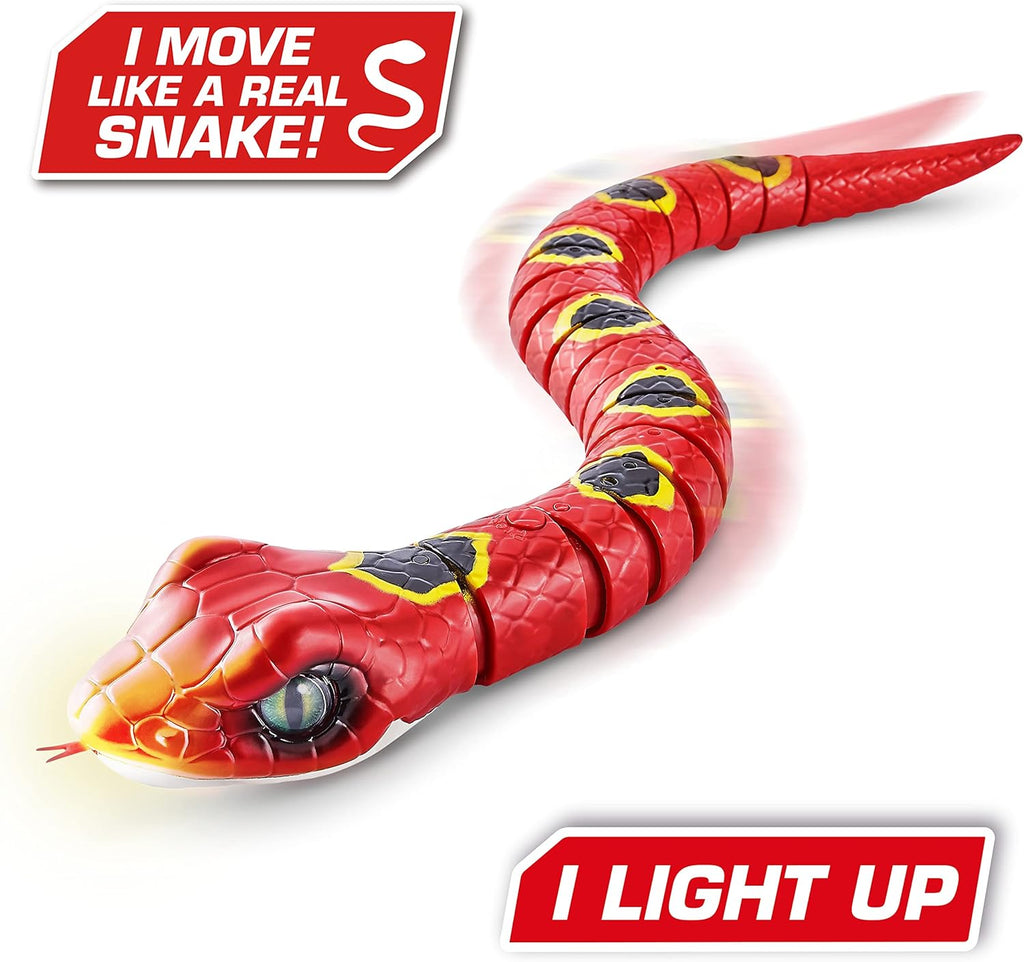 Robo Alive Slithering Snake Series 3 Red by ZURU Battery-Powered Robotic Light Up Reptile Toy That Moves (Red), Multi-Color, 7150A