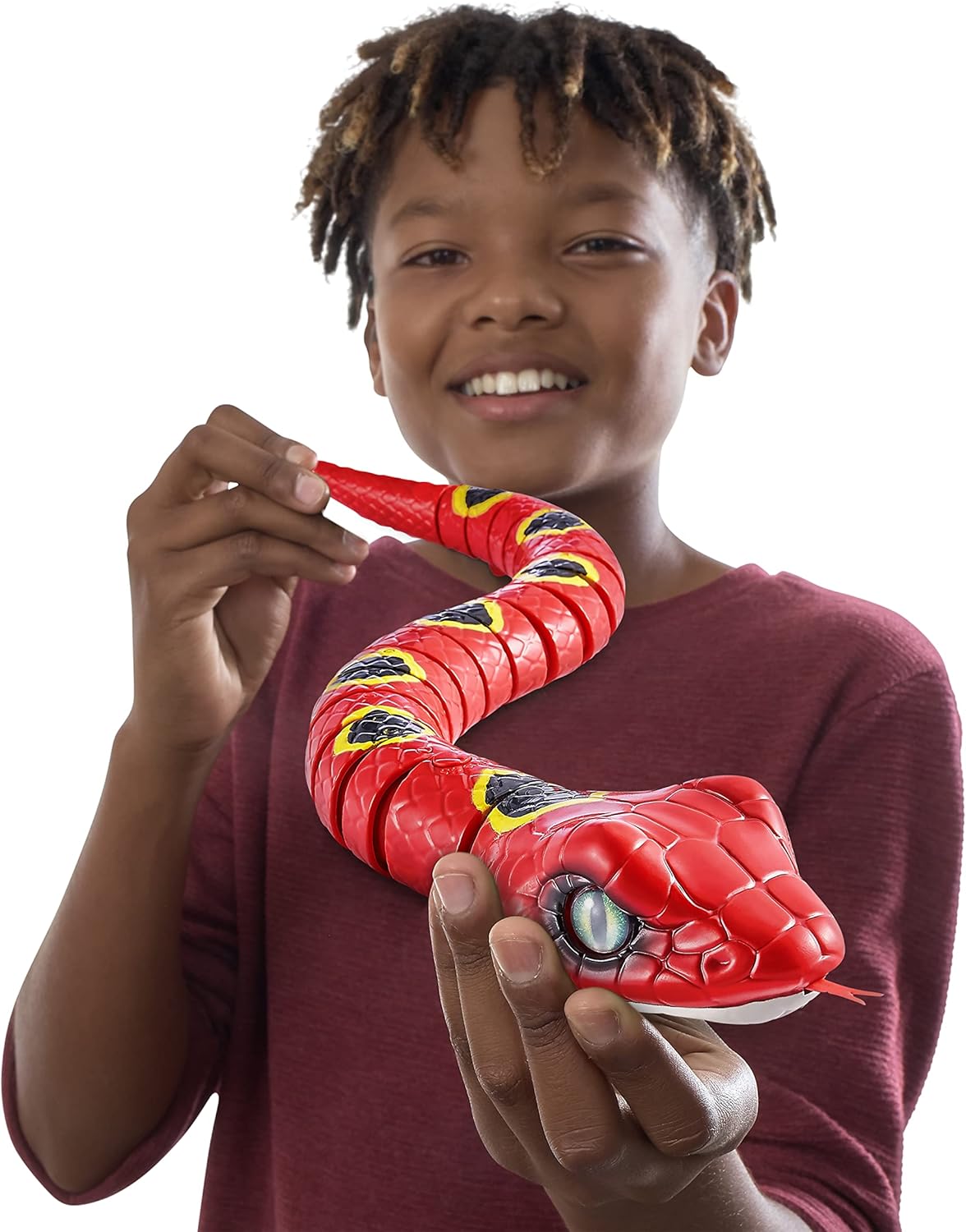 Robo Alive Slithering Snake Series 3 Red by ZURU Battery-Powered Robotic Light Up Reptile Toy That Moves (Red), Multi-Color, 7150A