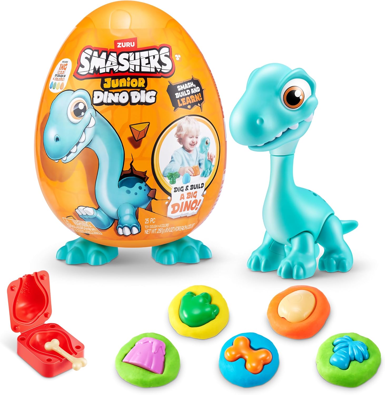 Smashers Junior Dino Dig Large Egg by ZURU 18+ Surprises Compounds Mold Dinosaur Preschool Toys Build Construct Sensory…
