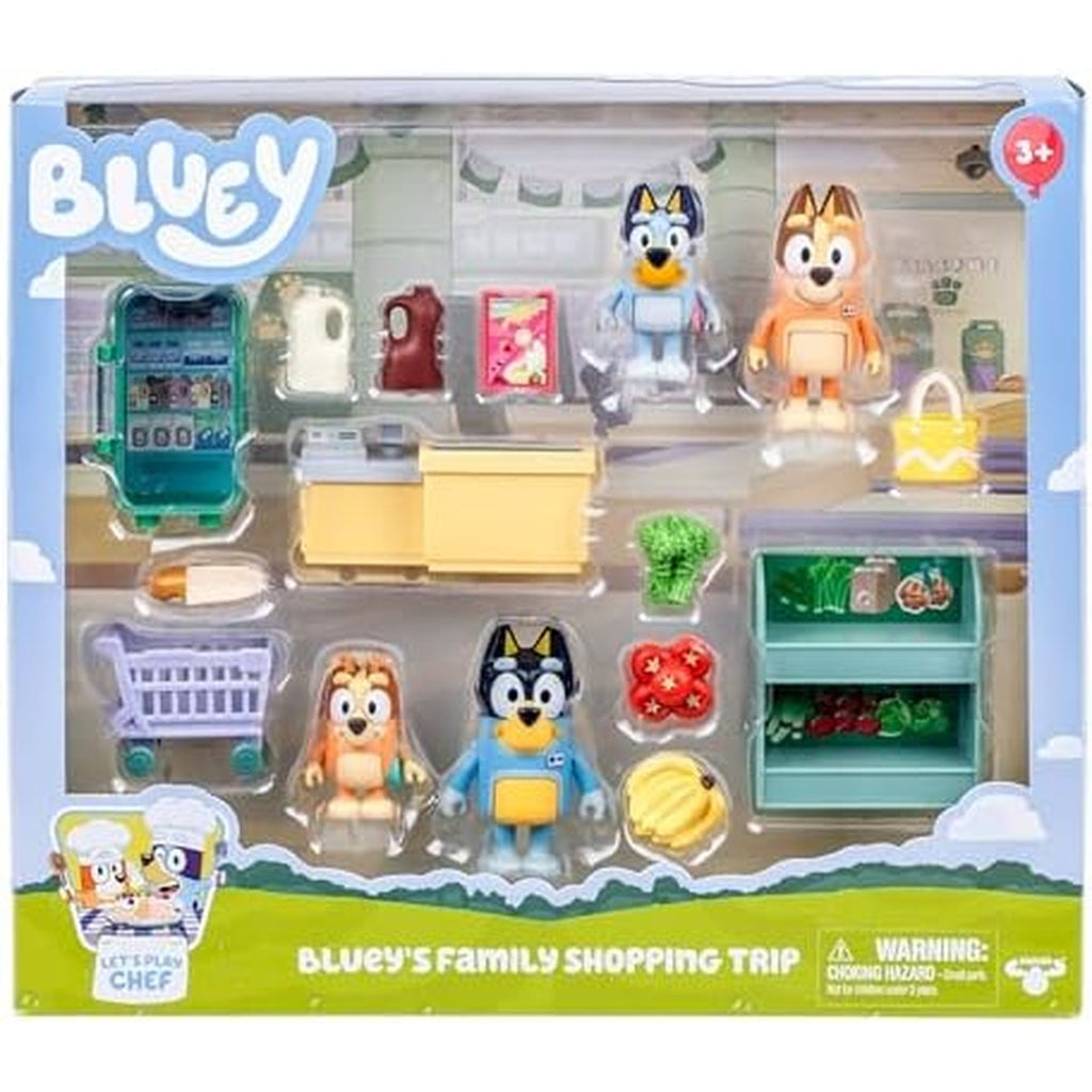 Bluey Series 13 Let's Play Chef Family Shopping Trip Exclusive Figure Playset