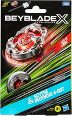 Beyblade X Scythe Incendio 4-60T Starter Pack Set with Balance Type Right-Spinning Top and Launcher; Battling Top Toys for 8 Year Old Boys and Girls