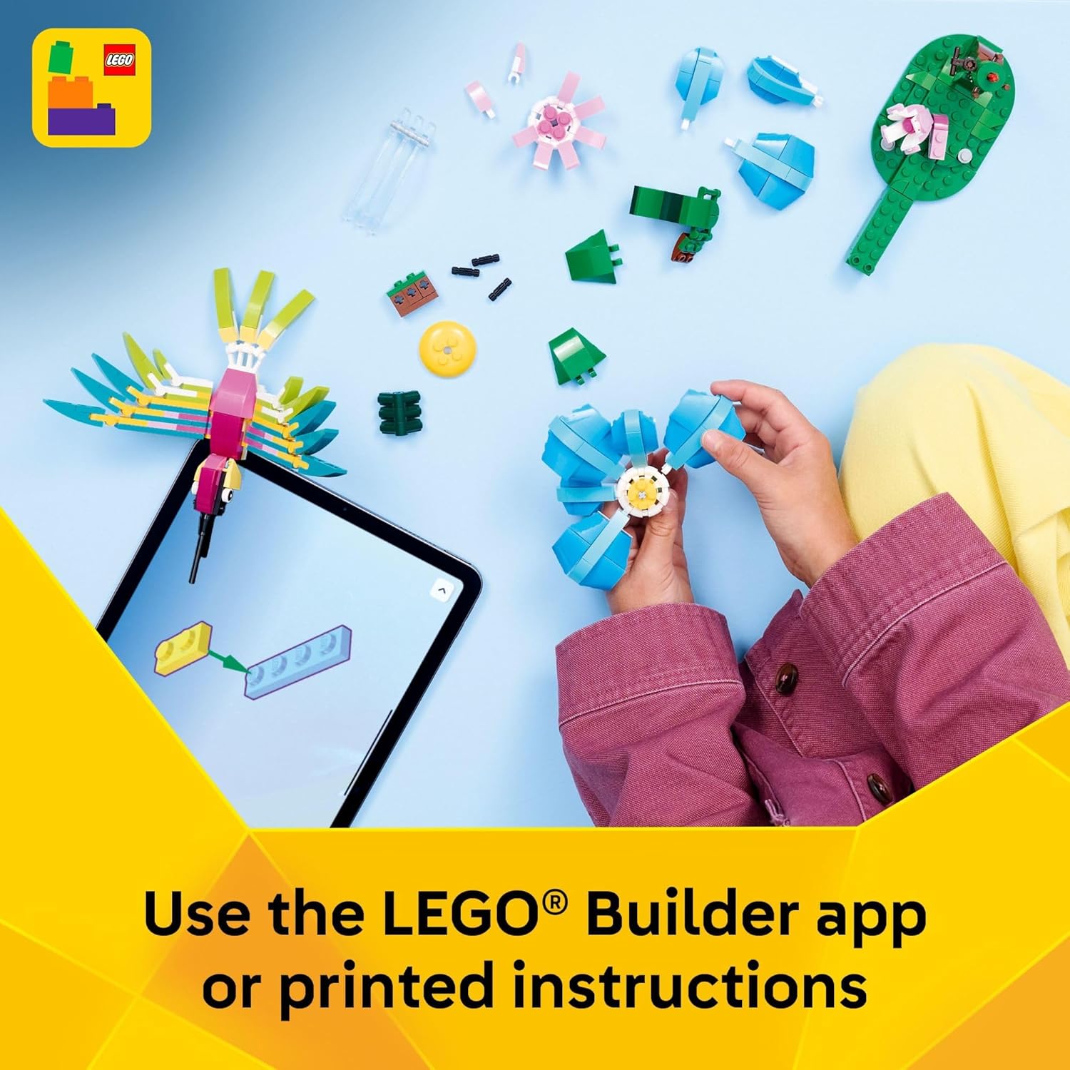 LEGO Creator 3 in1 Wild Animals: Colorful Hummingbird Building Toy for Girls, Boys, &amp; Kids, Ages 8+ - Build a Bird, Butterfly, or Tropical Fish - Gift Idea for Birthdays - 31384