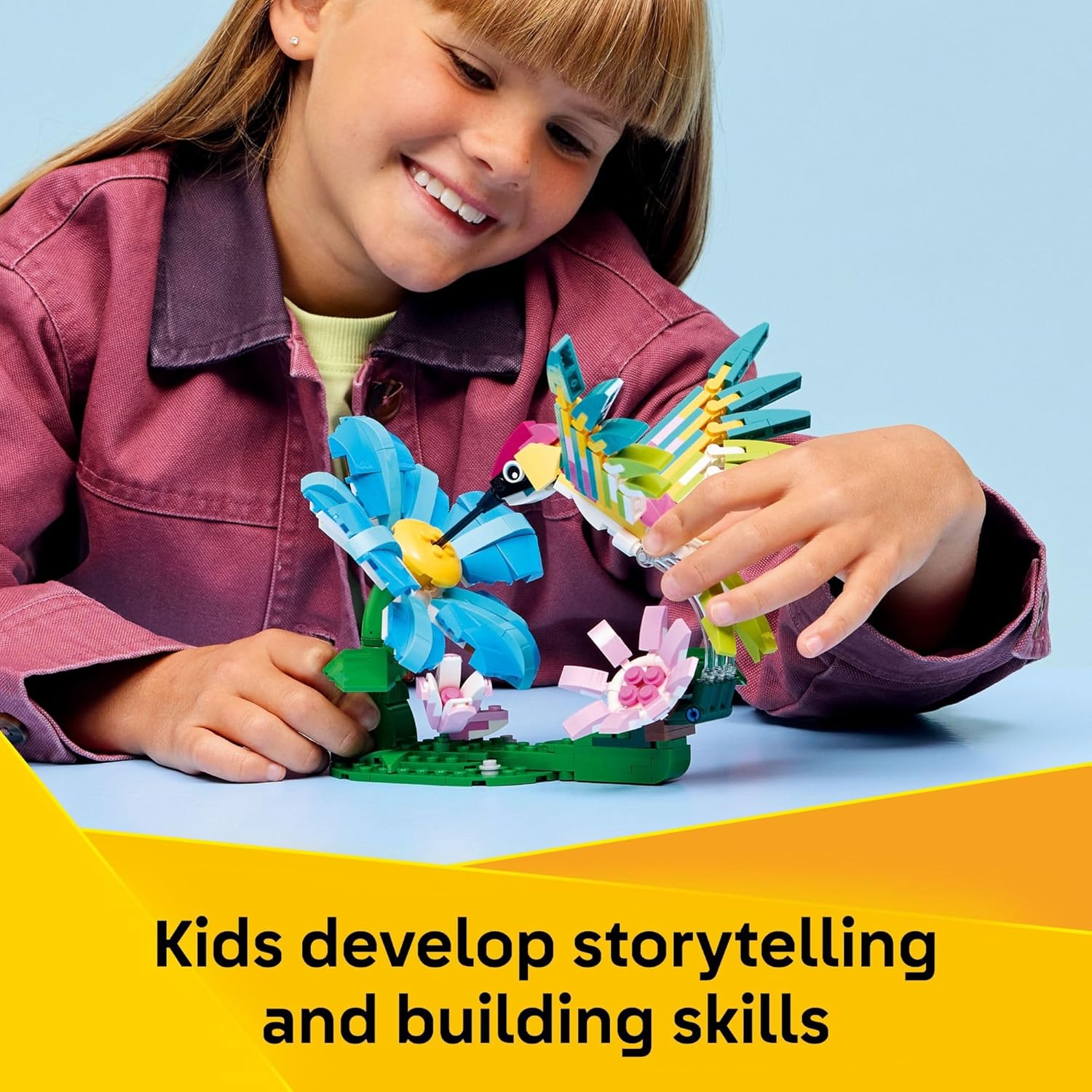 LEGO Creator 3 in1 Wild Animals: Colorful Hummingbird Building Toy for Girls, Boys, &amp; Kids, Ages 8+ - Build a Bird, Butterfly, or Tropical Fish - Gift Idea for Birthdays - 31384
