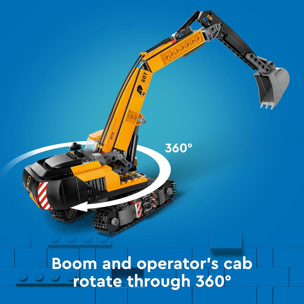 LEGO City Yellow Construction Excavator Toy Digger for Boys and Girls Ages 8 and Up, 3 Construction Worker Minifigures Included for Fun Pretend Play, Birthday for Kids, 60420