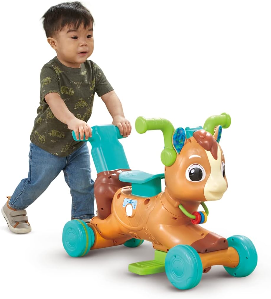 VTech 3-in-1 Bounce &amp; Go Pony | Interactive &amp; Educational Push, Ride &amp; Bounce Along Toy with Games | Suitable for Boys &amp; Girls 18-36 Months, English Version