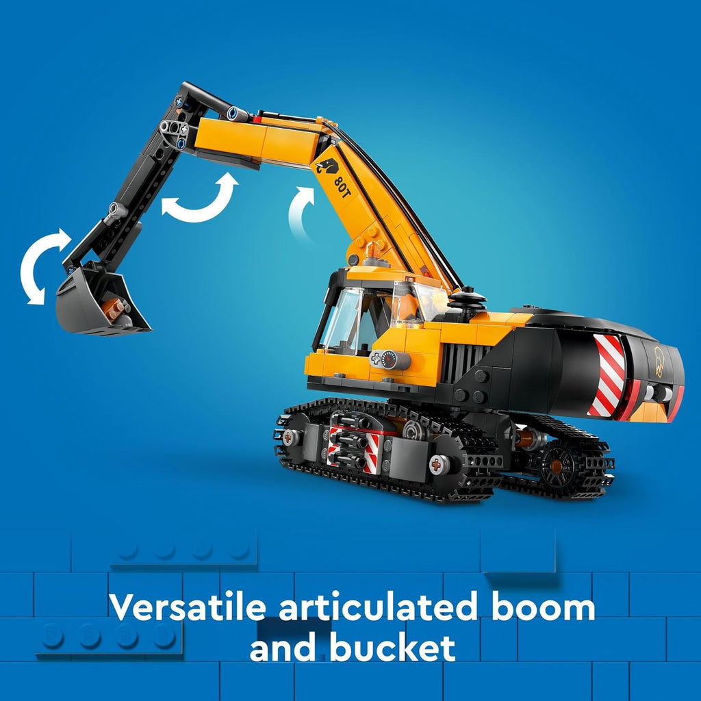 LEGO City Yellow Construction Excavator Toy Digger for Boys and Girls Ages 8 and Up, 3 Construction Worker Minifigures Included for Fun Pretend Play, Birthday for Kids, 60420