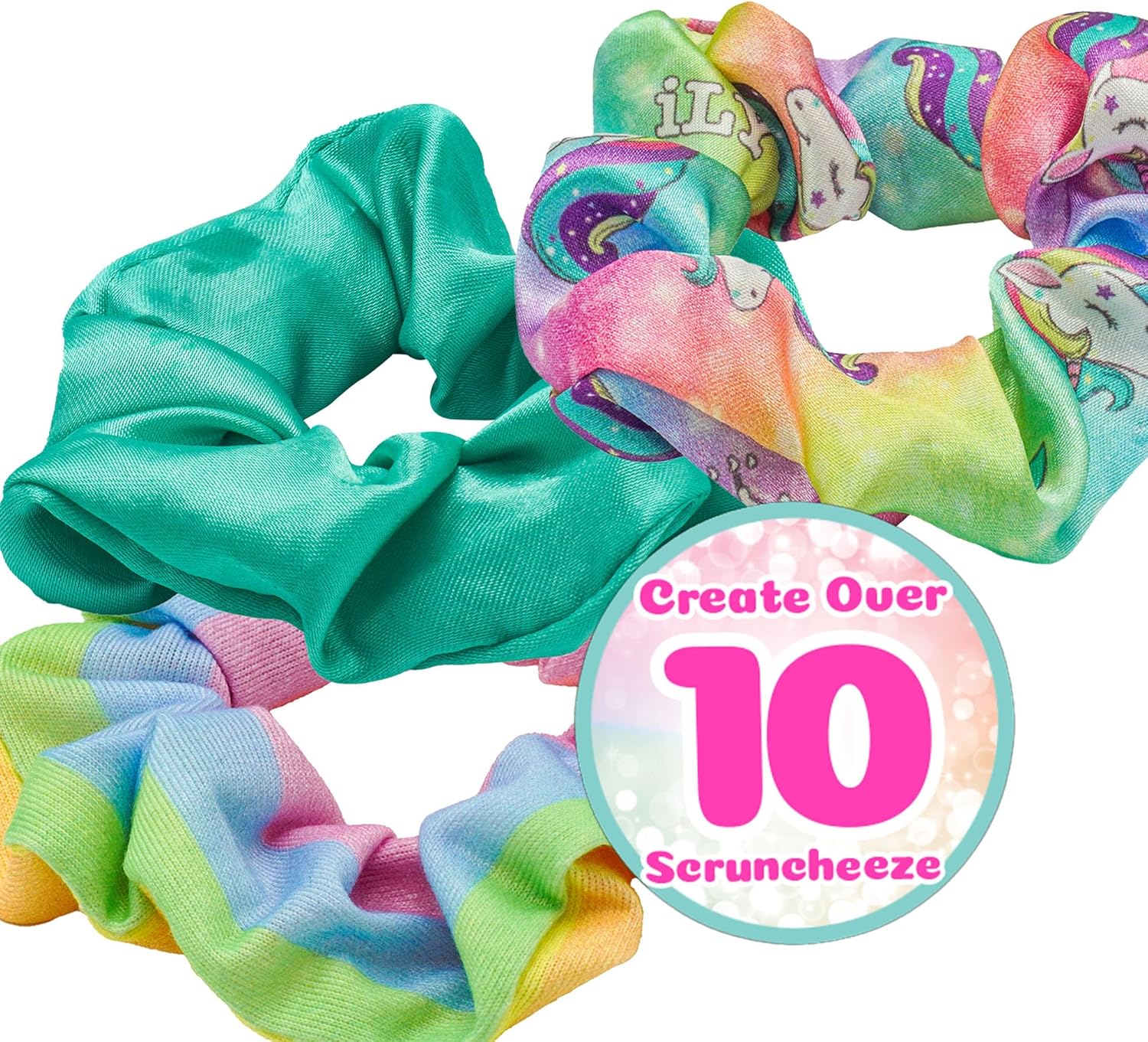 WeCool ILY Activity Kings Scruncheeze DIY Scrunchie Making Kit - Unicorn Theme, Modern Style, Sewing Craft Kit for Teens &amp; Adults, Non-Foldable