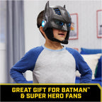 DC Comics, Máscara de Batman Armor-Up con Visor, más de 15 Sonidos y Frases, Luces, Disfraz de Halloween para Niños, Juego de Rol para Niños y Niñas de 4 años en Adelante