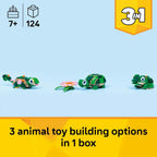 LEGO® Creator 3 in 1 Turtle with a Water Lily Flower 31377 Animal Toy - Building Set with 3 Build Options, Turtle, Chameleon or Frog - Animal Figures for Kids Aged 7+ - Toy for Girls and Boys