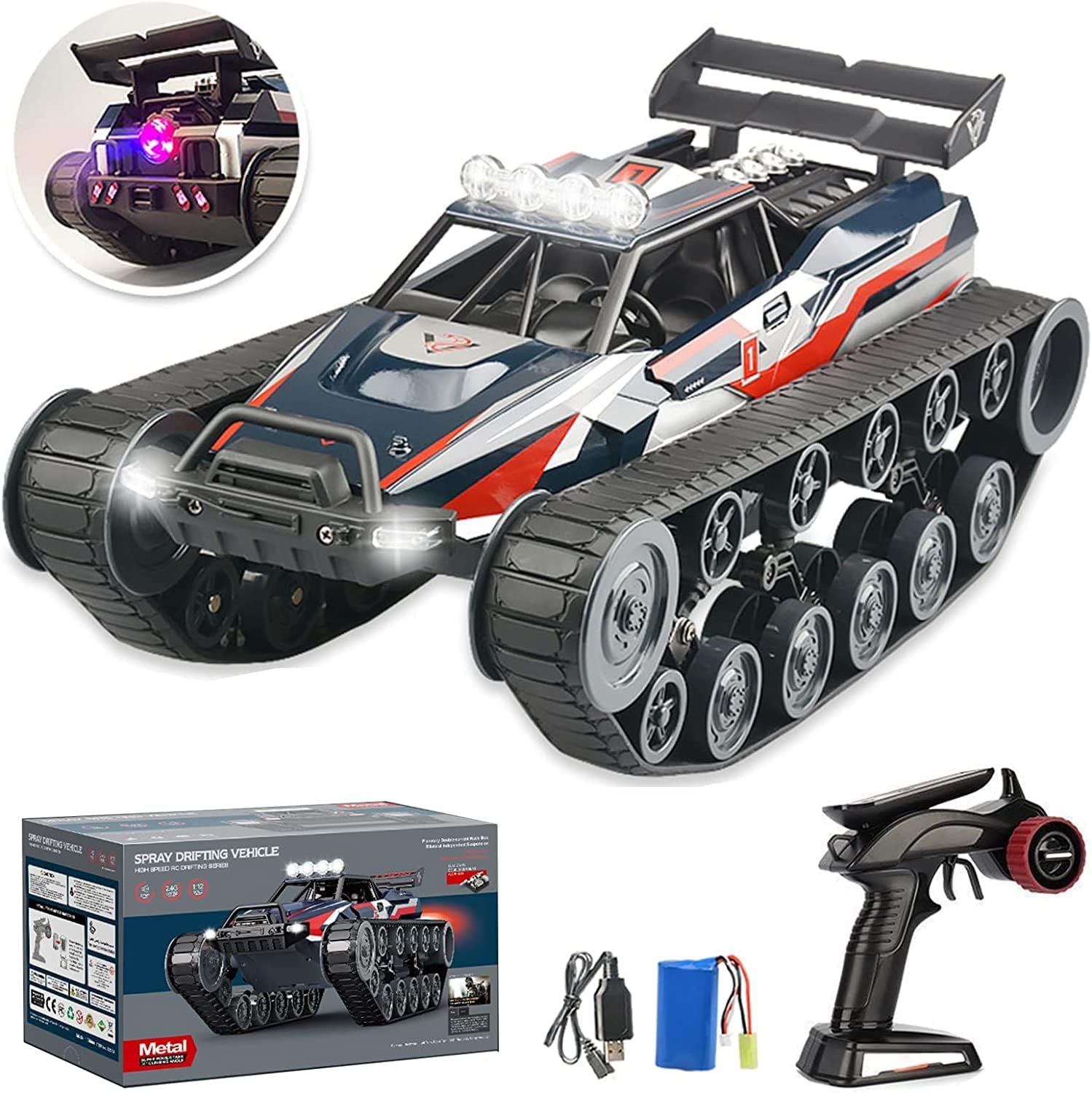 GoolRC RC Tank Car, 1/12 Scale 2.4GHz Remote Control Tank, 360?Rotating Off-Road RC Crawler Military Vehicle with Rechargeable Battery Gifts for Adults Teens (Red)