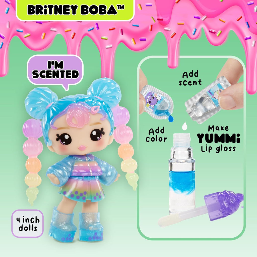 Yummiland Lip Gloss Doll - Britney Boba - Includes DIY Lip Gloss Kit, Suitable for Ages 4 and Up