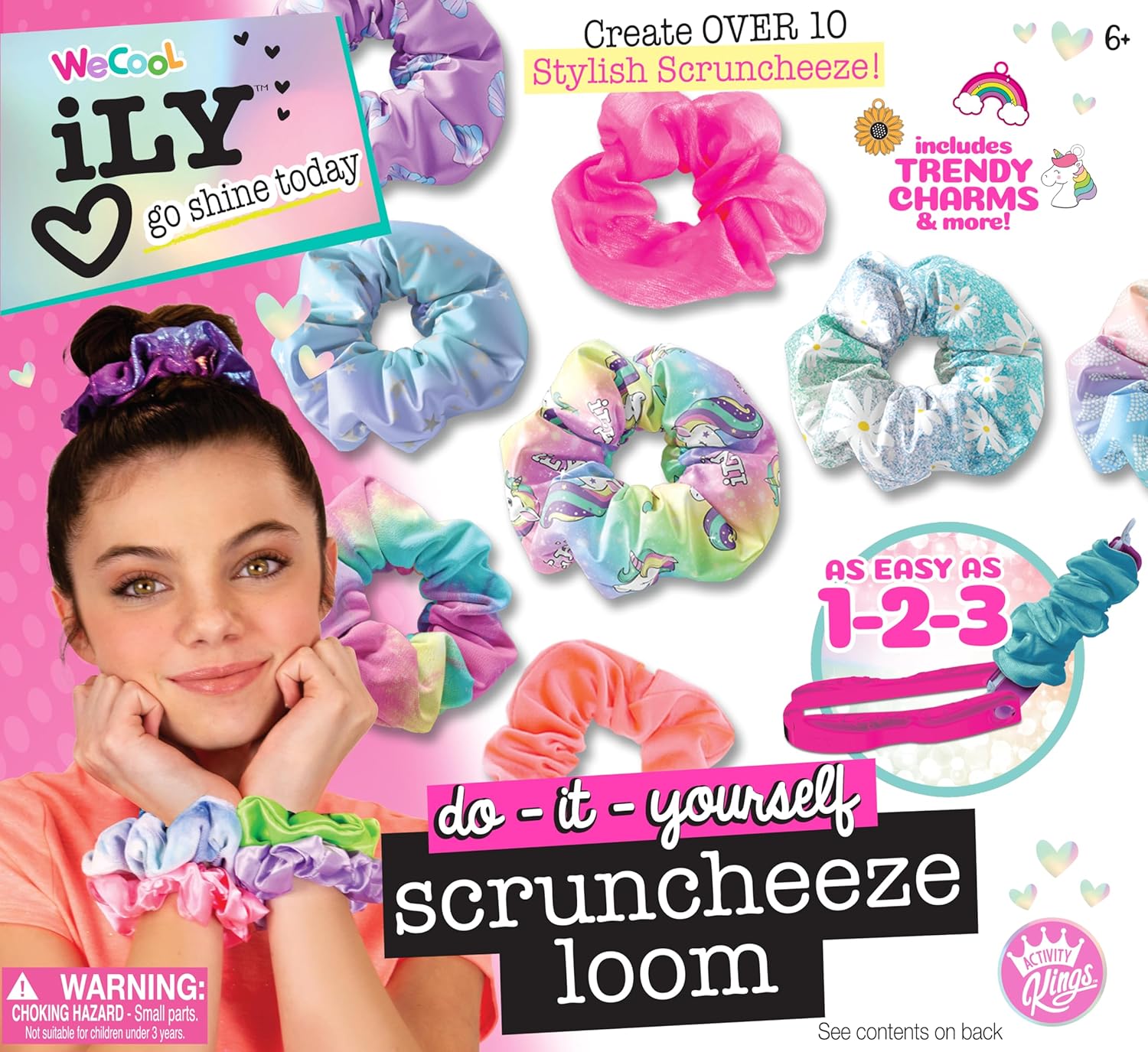 WeCool ILY Activity Kings Scruncheeze DIY Scrunchie Making Kit - Unicorn Theme, Modern Style, Sewing Craft Kit for Teens &amp; Adults, Non-Foldable