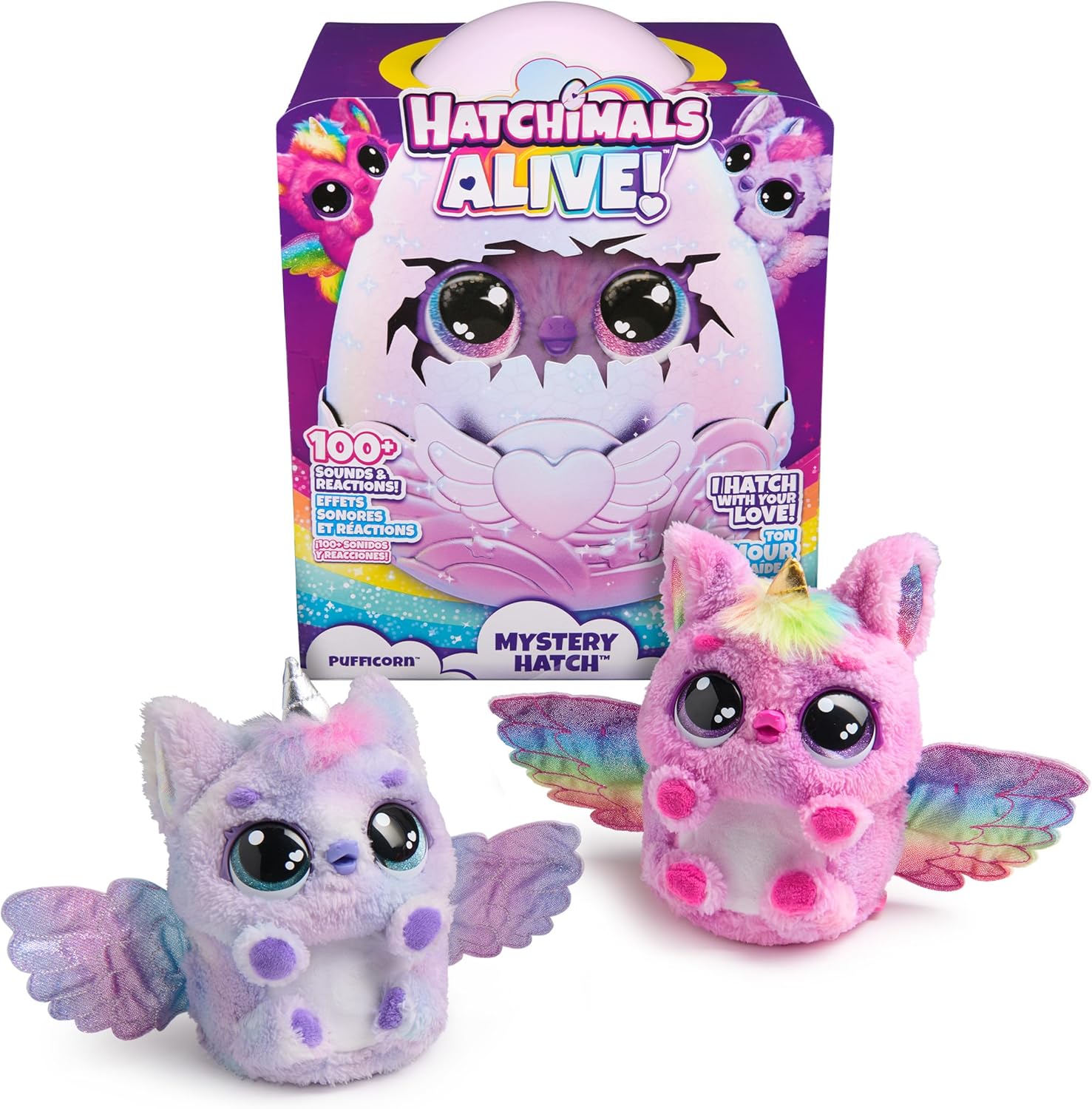 Hatchimals Alive, Mystery Hatch Pufficorn, Surprise Interactive Toy &amp; Egg with Mist, Lights &amp; Sounds (Styles May Vary), Kids Toys for Girls &amp; Boys