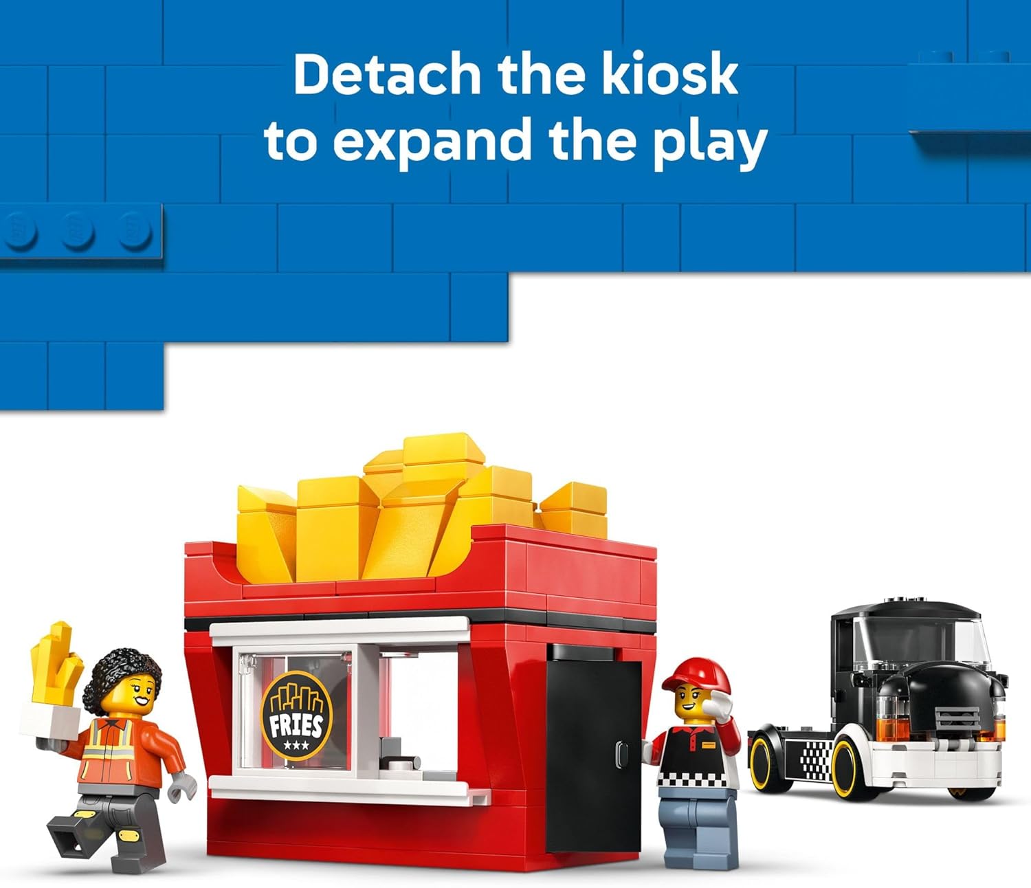 LEGO City Fries Food Truck Building Toy for Kids - Pretend Play Truck Toy for Boys &amp; Girls, Ages 5+ - Mobile Restaurant Playset W/2 Minifigures &amp; Detachable Kiosk - Gift Idea for Birthdays - 60488