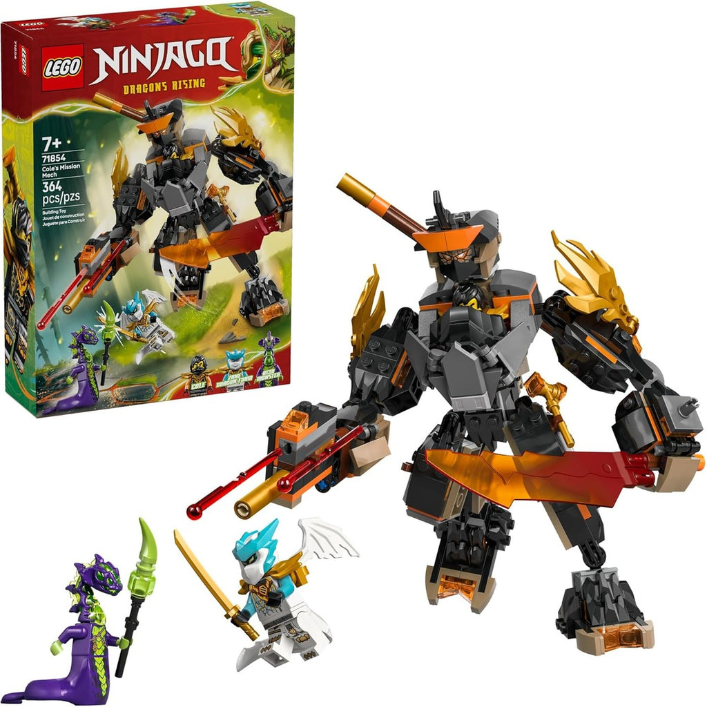 LEGO NINJAGO Cole’s Mission Mech &amp; Dragon Zane Building Toy for Boys, Girls &amp; Kids, Ages 7+ - Poseable Mech W/Cole, Acid Monster, &amp; Zane Minifigures for Pretend Play - Gift Idea for Birthdays - 71854