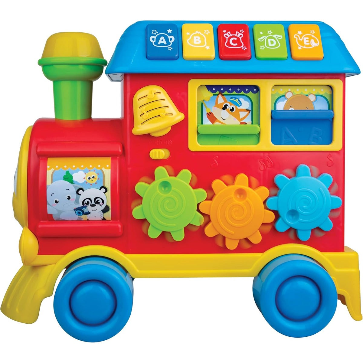 Winfun Walker Ride-On Learning Train | 3‑in‑1 Grow-With-Me Train - Sit‑Play, Push Walker & Ride-On with Learning Buttons, Light-Up Engine, Gears & Sound Effects